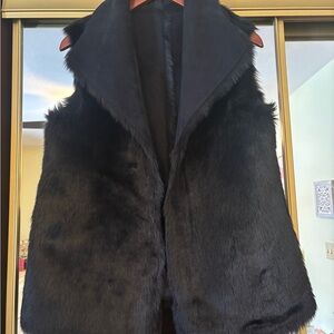 Women's loft Reversible Black Faux Fur/Suede Vest